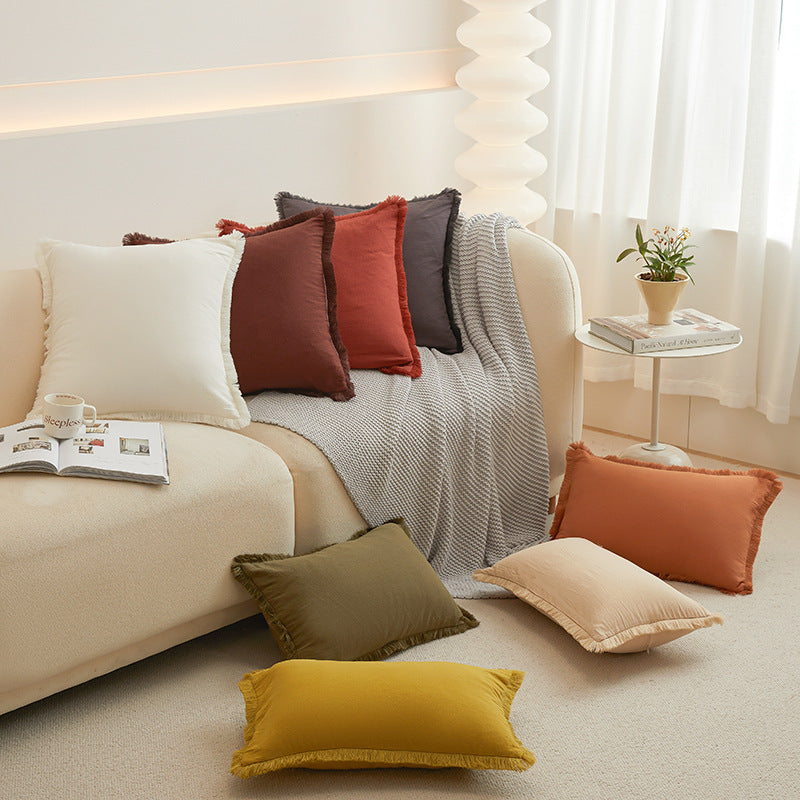 Washed Cotton Pillow Cover Modern Minimalist Living Room Sofa Cushion Cover