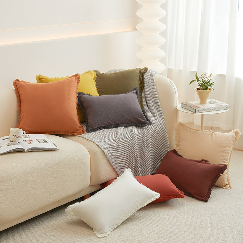 Washed Cotton Pillow Cover Modern Minimalist Living Room Sofa Cushion Cover