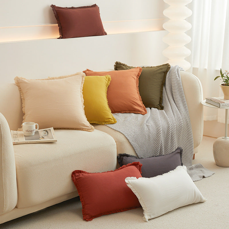 Washed Cotton Pillow Cover Modern Minimalist Living Room Sofa Cushion Cover